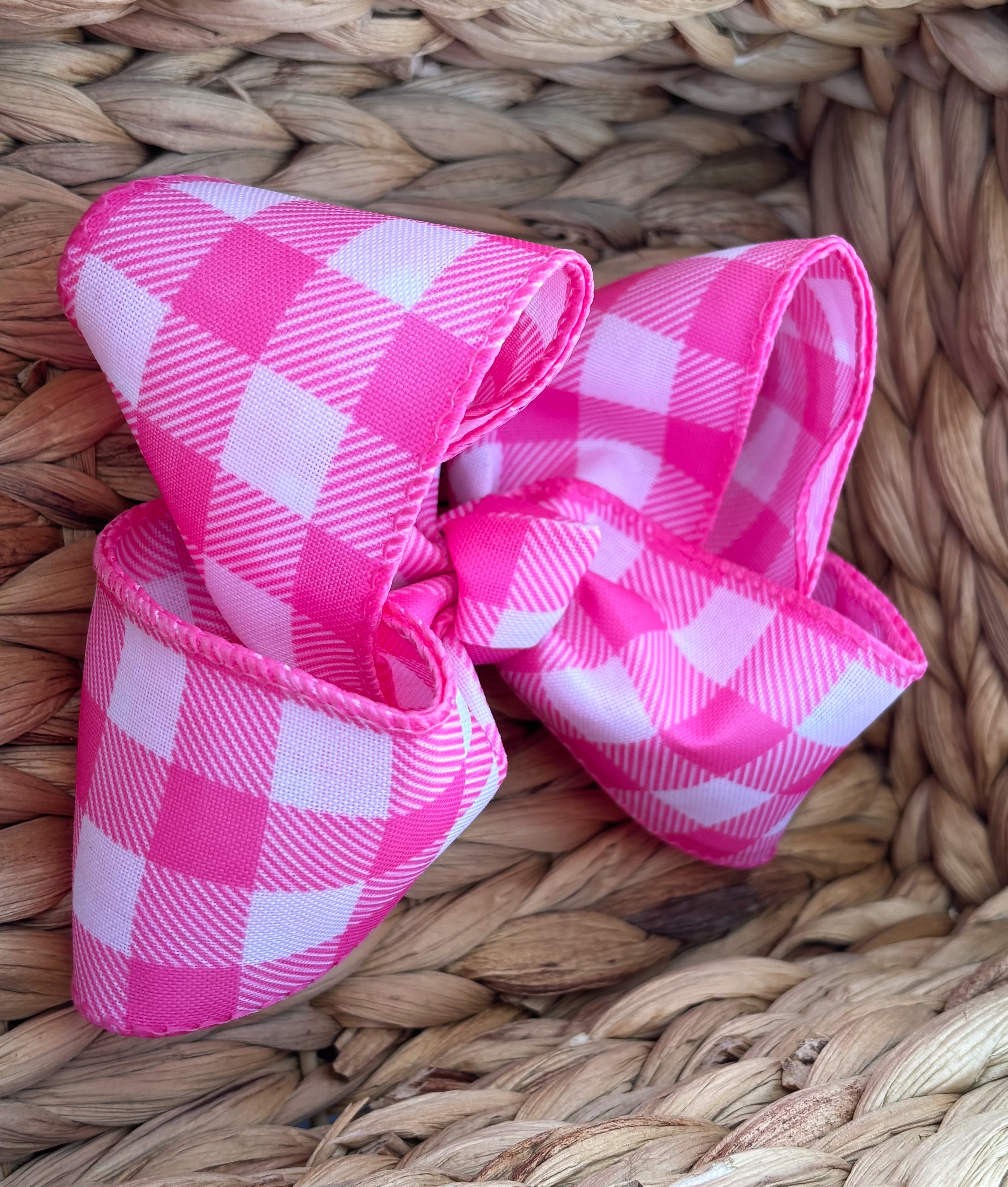 6” Hot Pink Gingham Bow