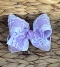 4.5” Purple and White Cross Lace Bow