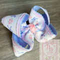 5” Blue Scallop with Bow & Pink Florals - RTS